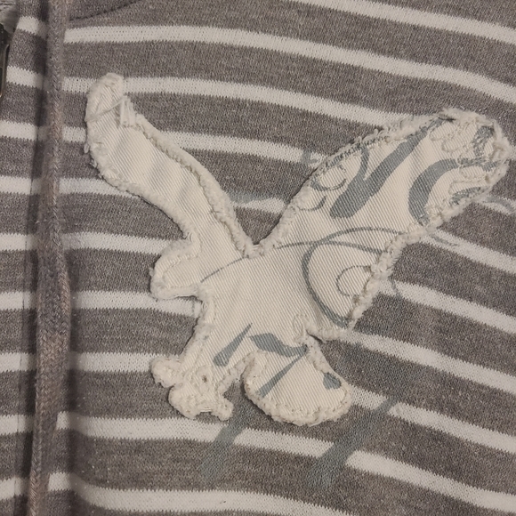 XL AE Hoodie Sweatshirt Grey Striped - Picture 3 of 8